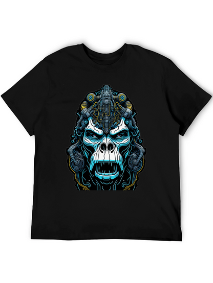 Cyber Gorilla Graphic Tee - Black Cotton T-Shirt