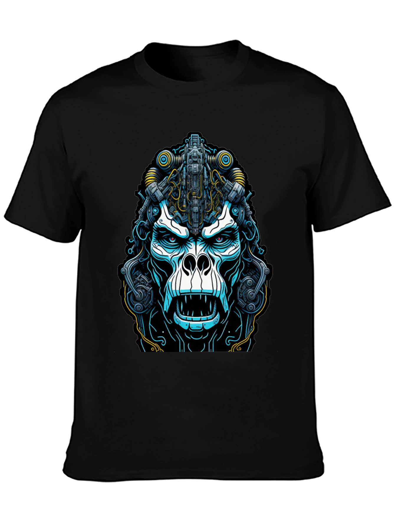 Cyber Gorilla Graphic Tee - Black Cotton T-Shirt