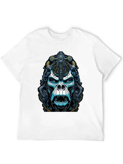 Cyber Gorilla Graphic Tee - Black Cotton T-Shirt