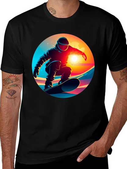 Cool Snowboarder Graphic Tee - Black Cotton Blend