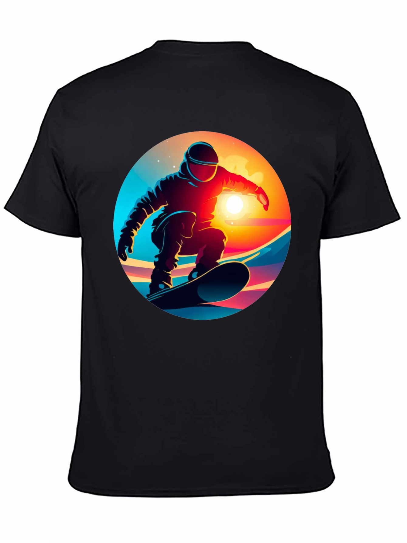 Cool Snowboarder Graphic Tee - Black Cotton Blend
