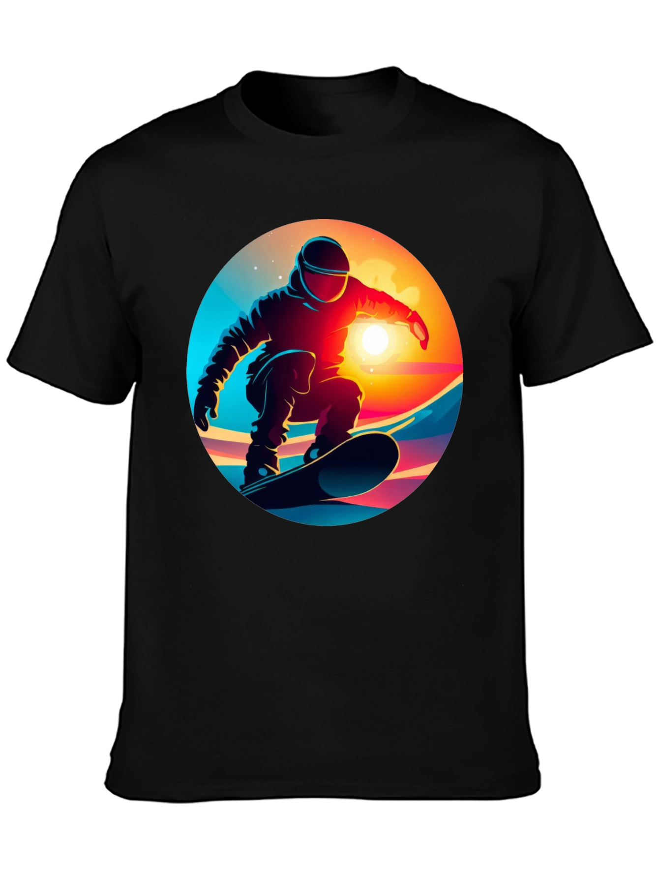 Cool Snowboarder Graphic Tee - Black Cotton Blend