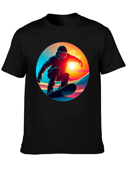 Cool Snowboarder Graphic Tee - Black Cotton Blend