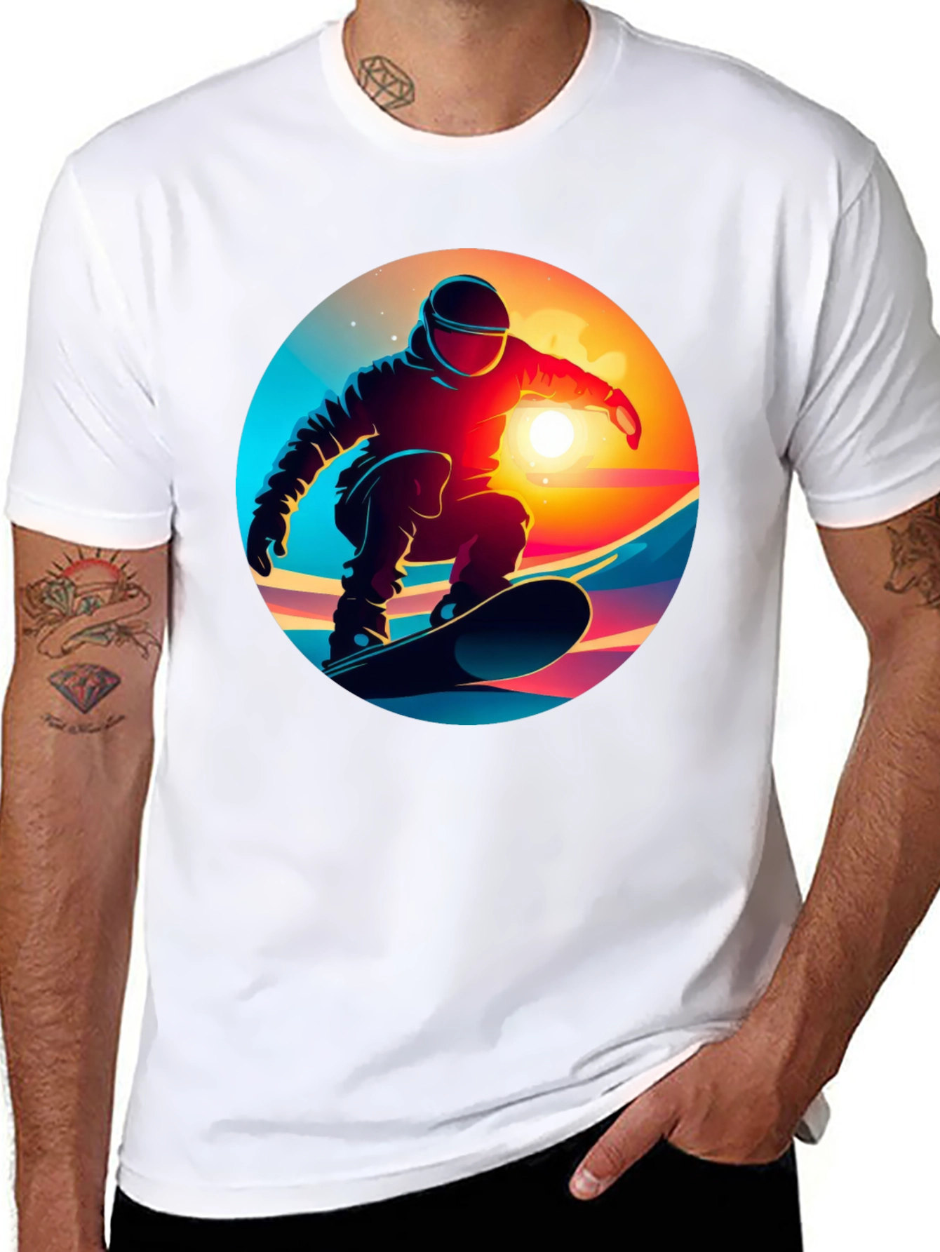 Cool Snowboarder Graphic Tee - Black Cotton Blend