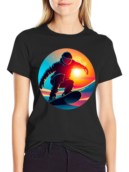 Cool Snowboarder Graphic Tee - Black Cotton Blend