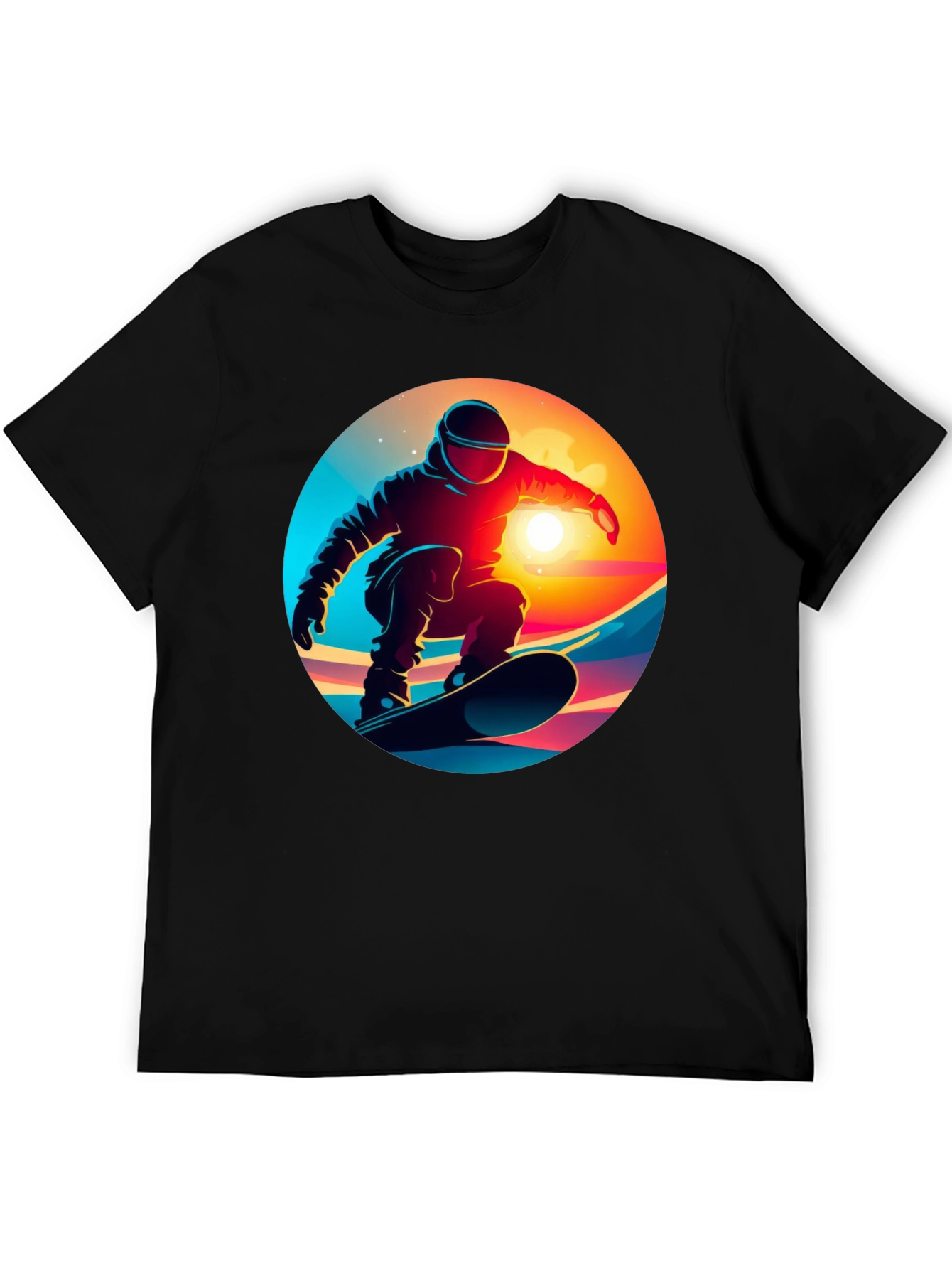 Cool Snowboarder Graphic Tee - Black Cotton Blend