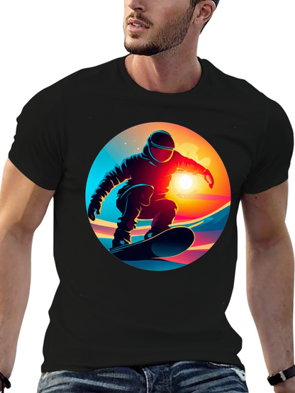 Cool Snowboarder Graphic Tee - Black Cotton Blend