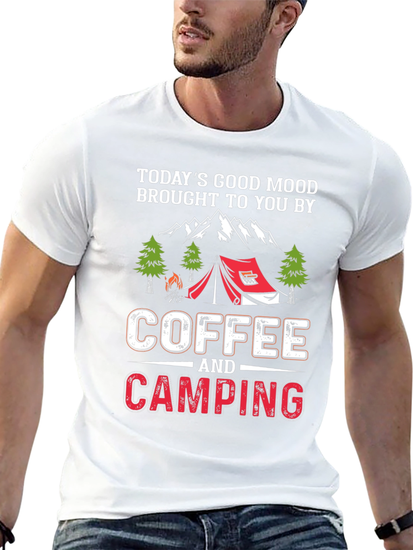 Coffee & Camping T-Shirt - Mens Black Graphic Tee