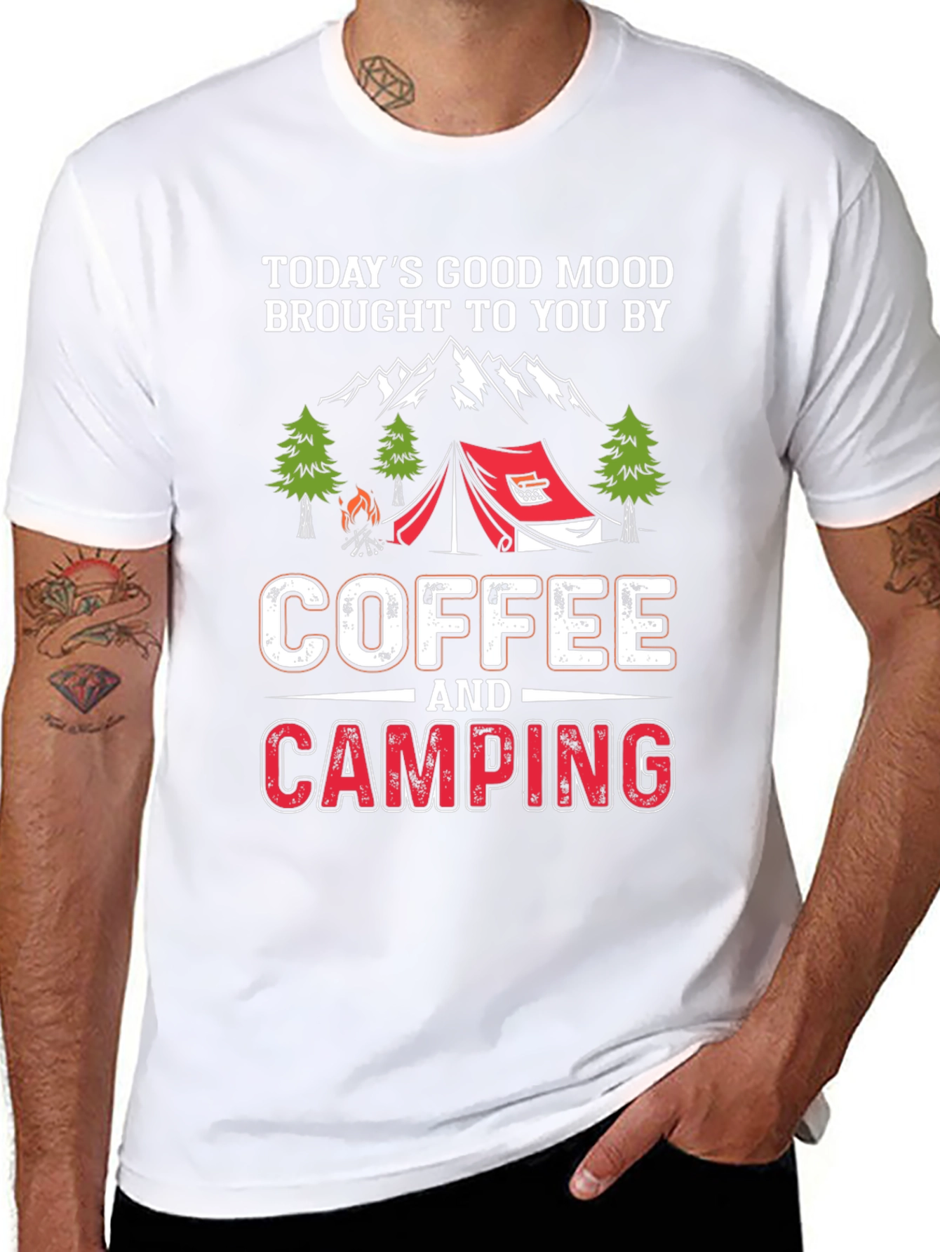 Coffee & Camping T-Shirt - Mens Black Graphic Tee