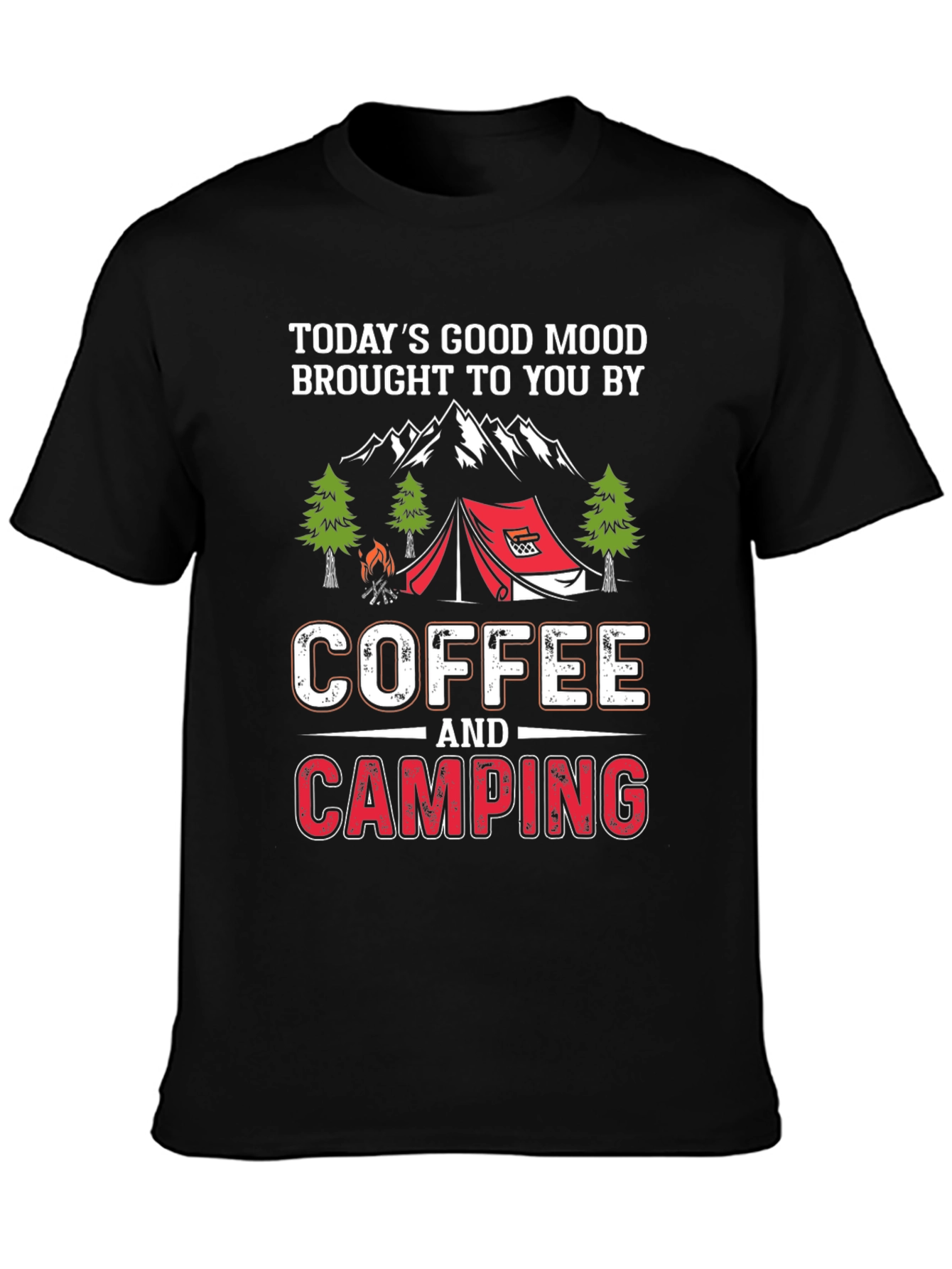 Coffee & Camping T-Shirt - Mens Black Graphic Tee