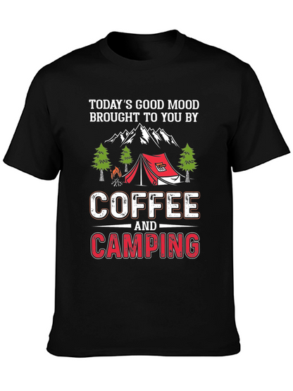 Coffee & Camping T-Shirt - Mens Black Graphic Tee