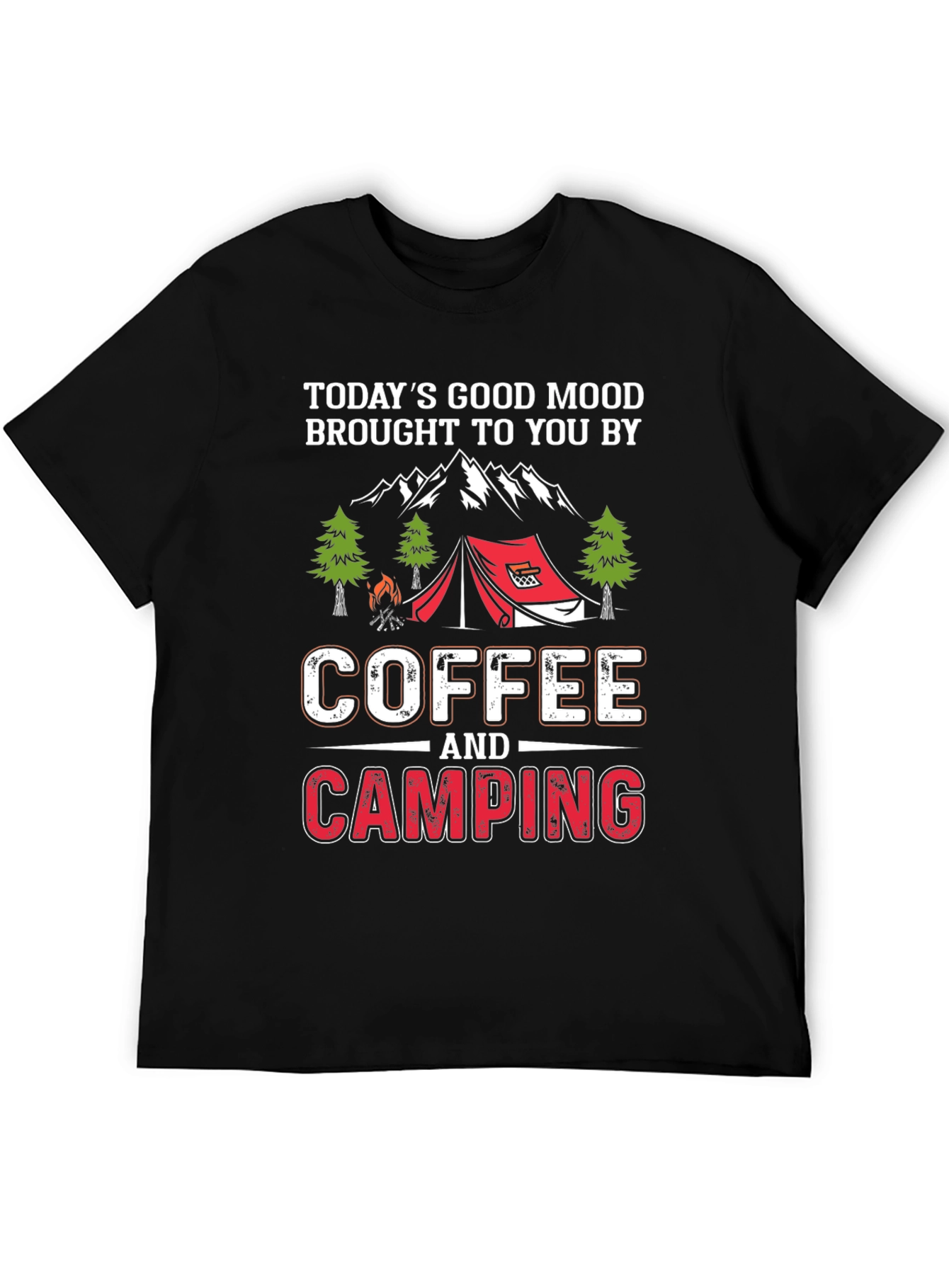 Coffee & Camping T-Shirt - Mens Black Graphic Tee
