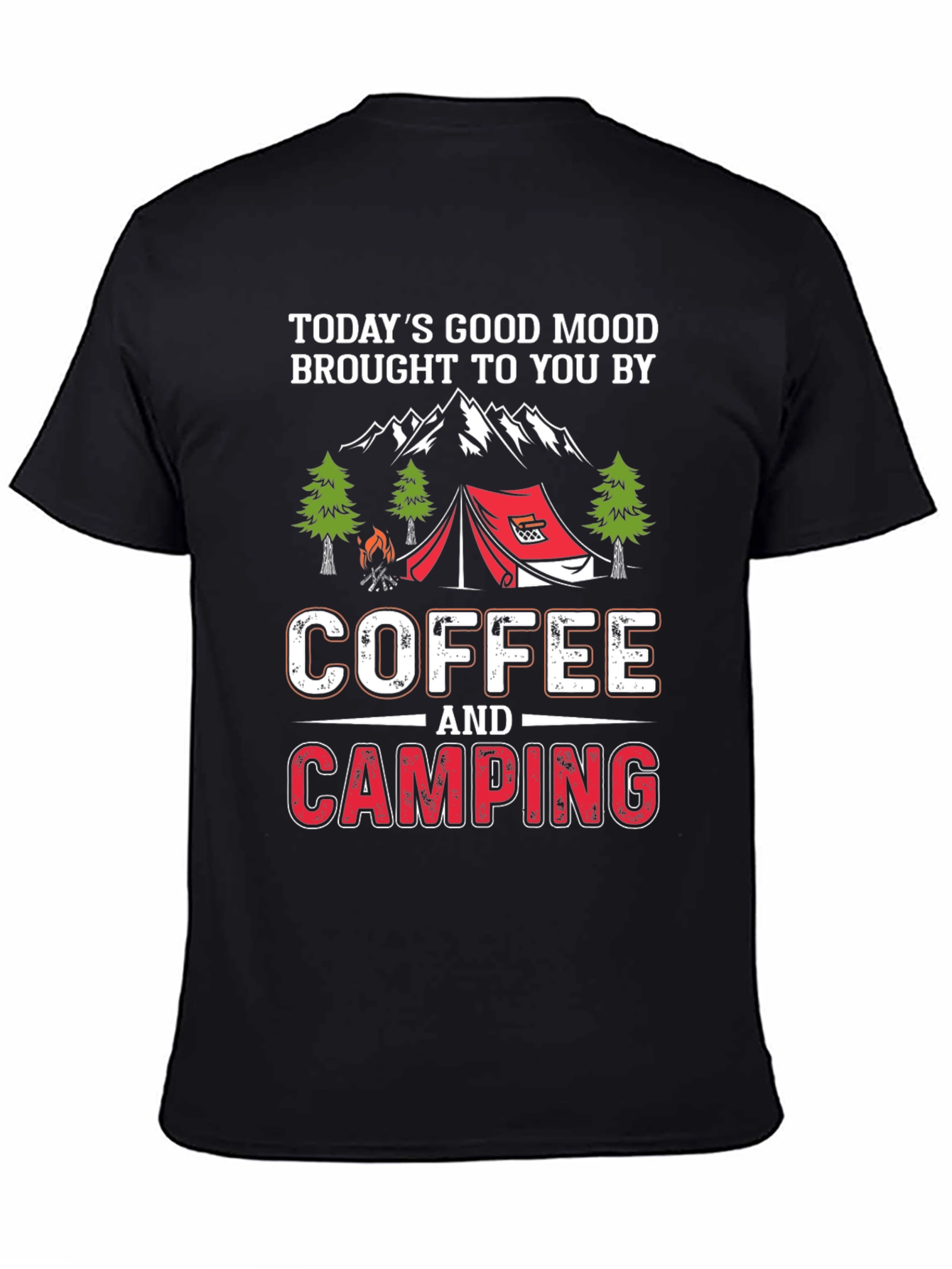 Coffee & Camping T-Shirt - Mens Black Graphic Tee
