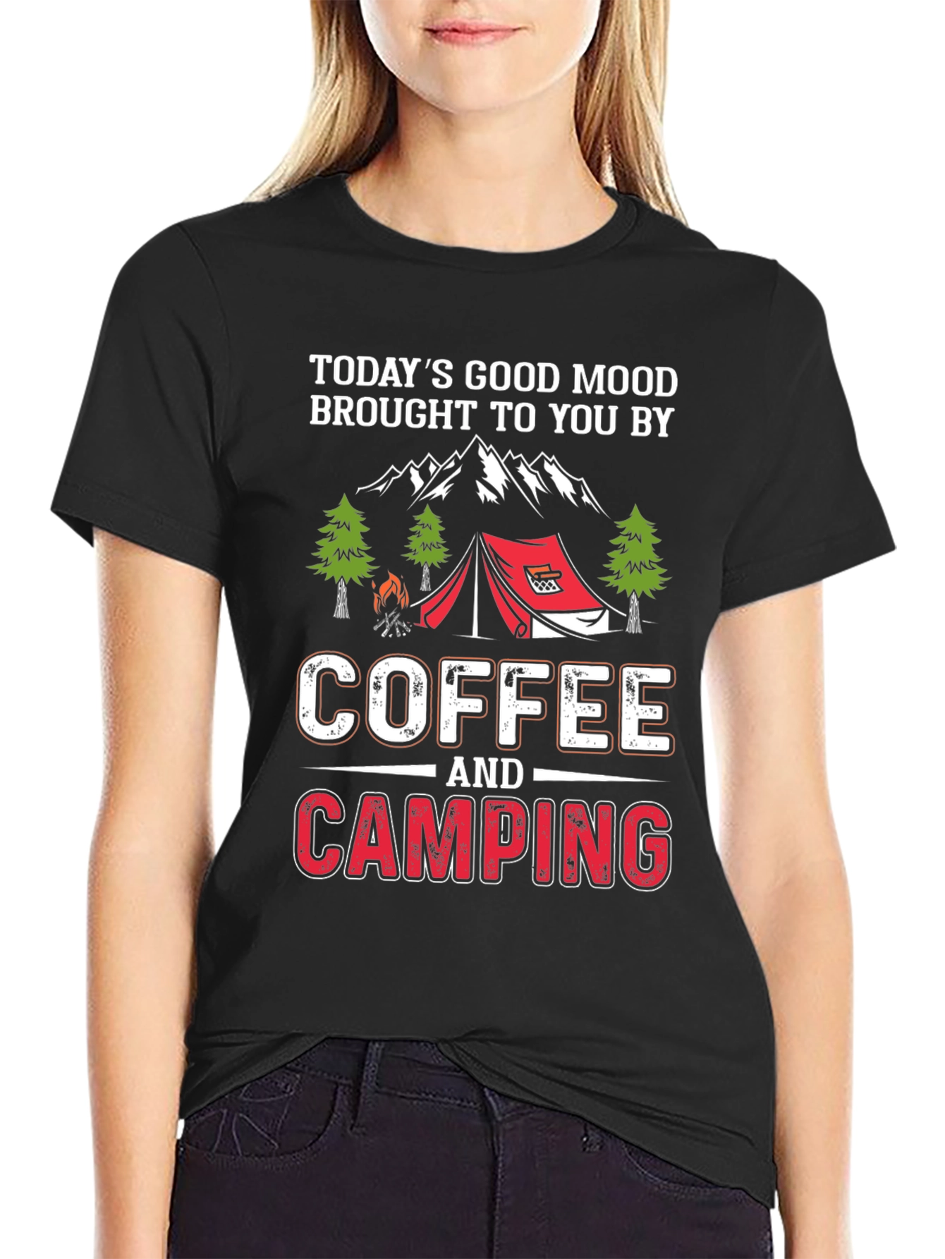 Coffee & Camping T-Shirt - Mens Black Graphic Tee