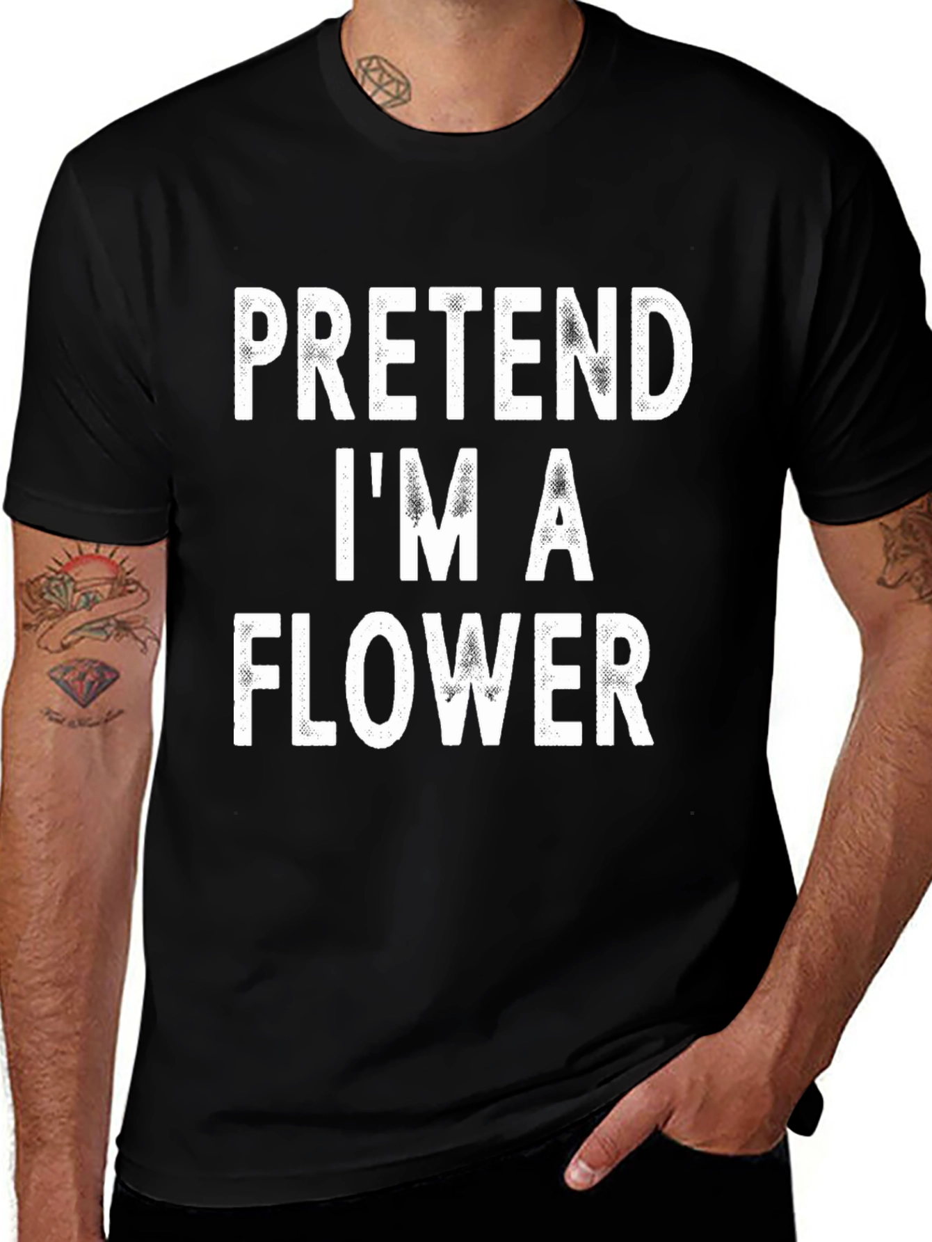 Pretend Im A Flower Black T-Shirt