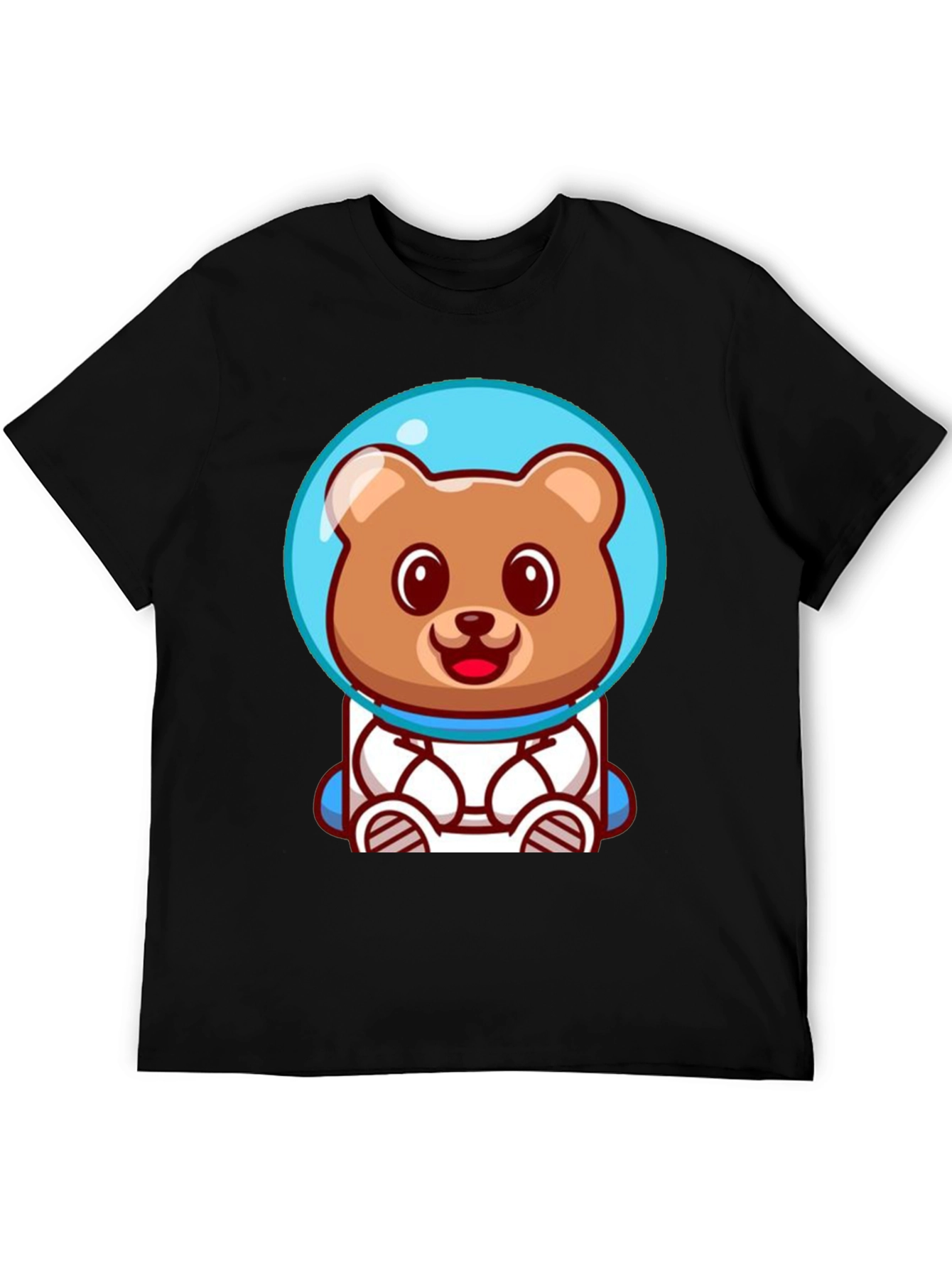 Astronaut Bear Graphic Tee - Soft Cotton Black T-Shirt