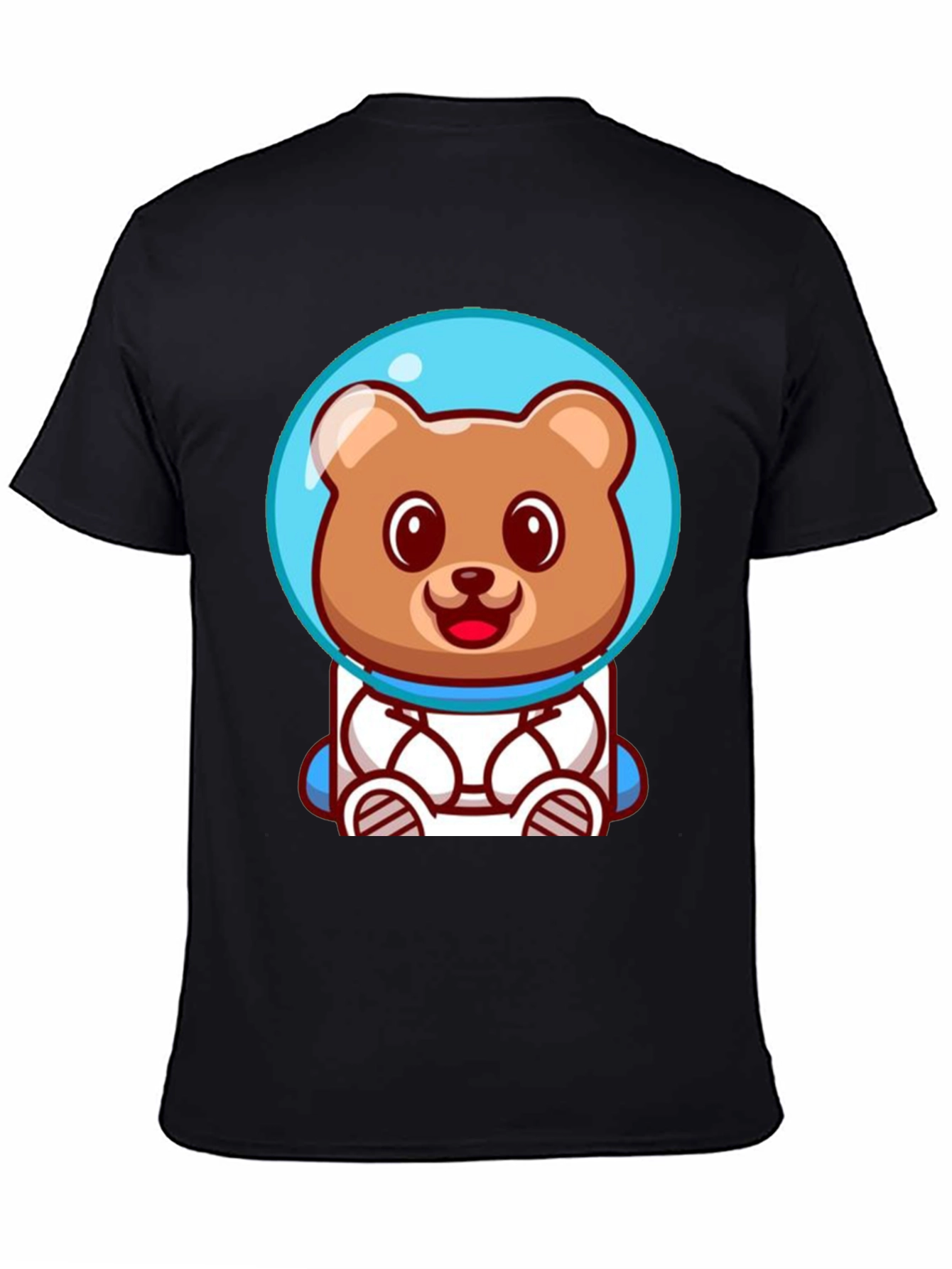Astronaut Bear Graphic Tee - Soft Cotton Black T-Shirt