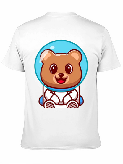 Astronaut Bear Graphic Tee - Soft Cotton Black T-Shirt