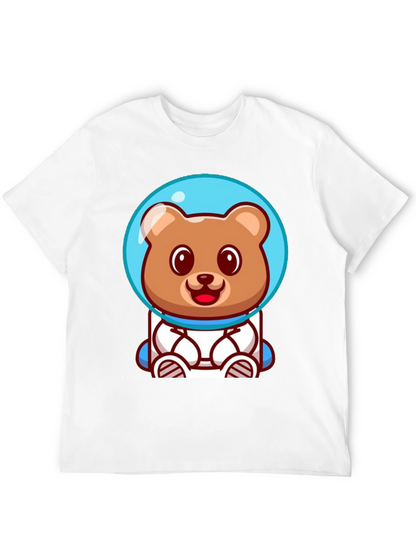Astronaut Bear Graphic Tee - Soft Cotton Black T-Shirt