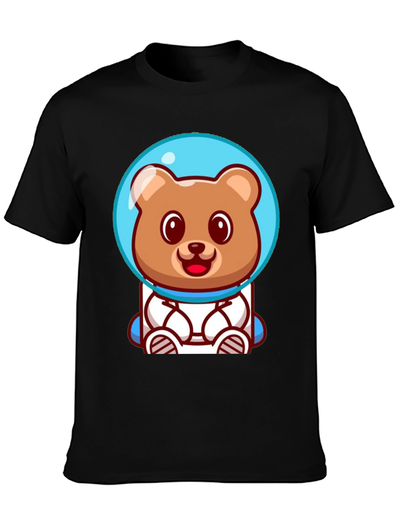 Astronaut Bear Graphic Tee - Soft Cotton Black T-Shirt