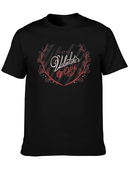 Happy Valentines Day Graphic Tee - Black