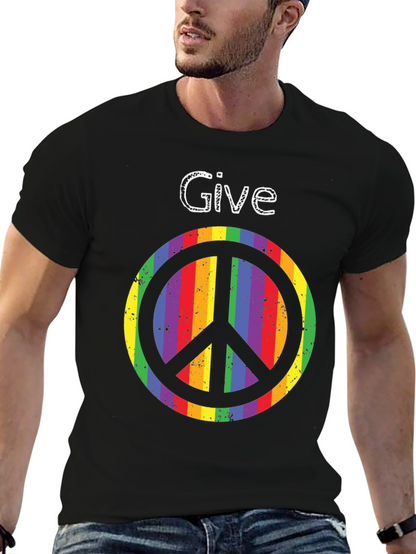 Give Peace a Chance - Rainbow Peace Sign T-Shirt