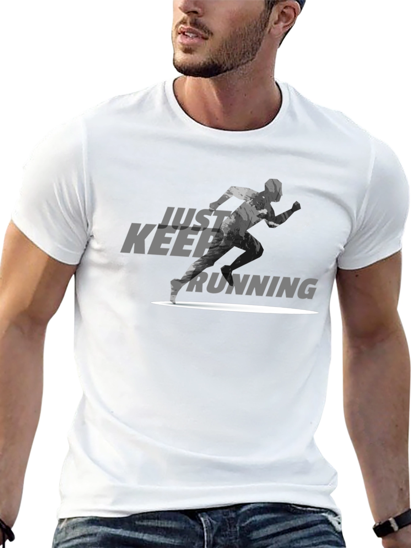 Just Keep Running Graphic Tee - Black