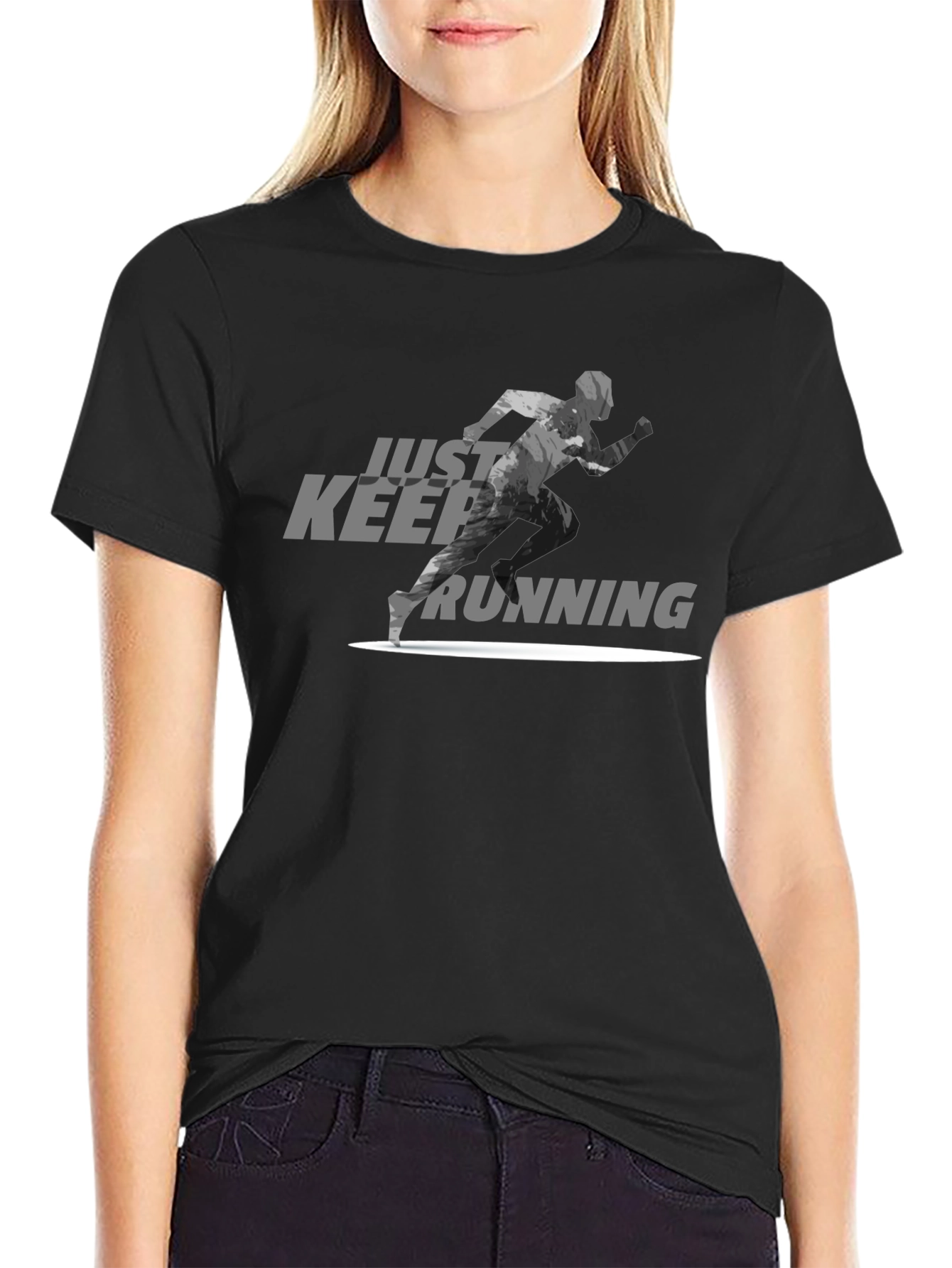 Just Keep Running Graphic Tee - Black