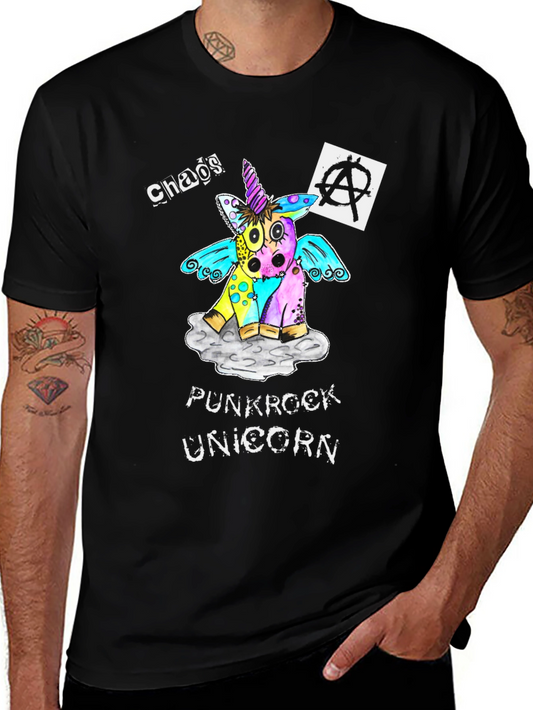 Chaos Punkrock Unicorn Graphic Tee - Black T-Shirt
