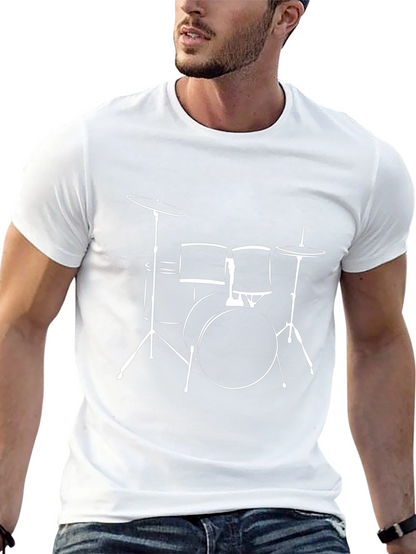 Drum Kit Graphic Tee - Black Cotton T-Shirt