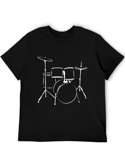 Drum Kit Graphic Tee - Black Cotton T-Shirt