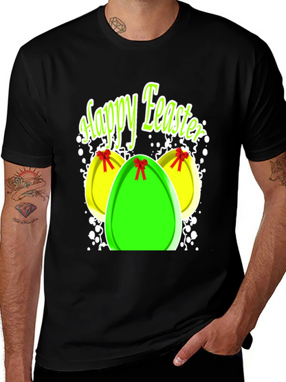 Happy Easter Egg Graphic Black T-Shirt