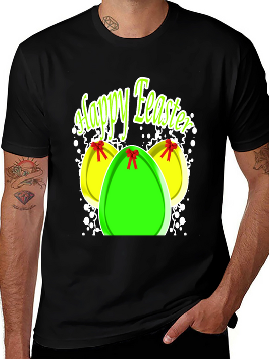 Happy Easter Egg Graphic Black T-Shirt