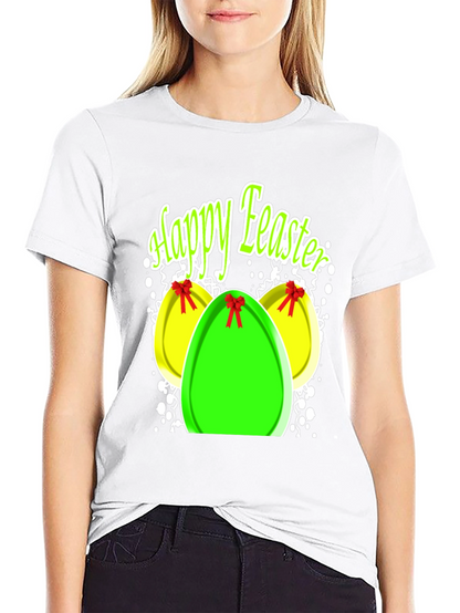 Happy Easter Egg Graphic Black T-Shirt