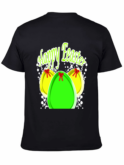 Happy Easter Egg Graphic Black T-Shirt