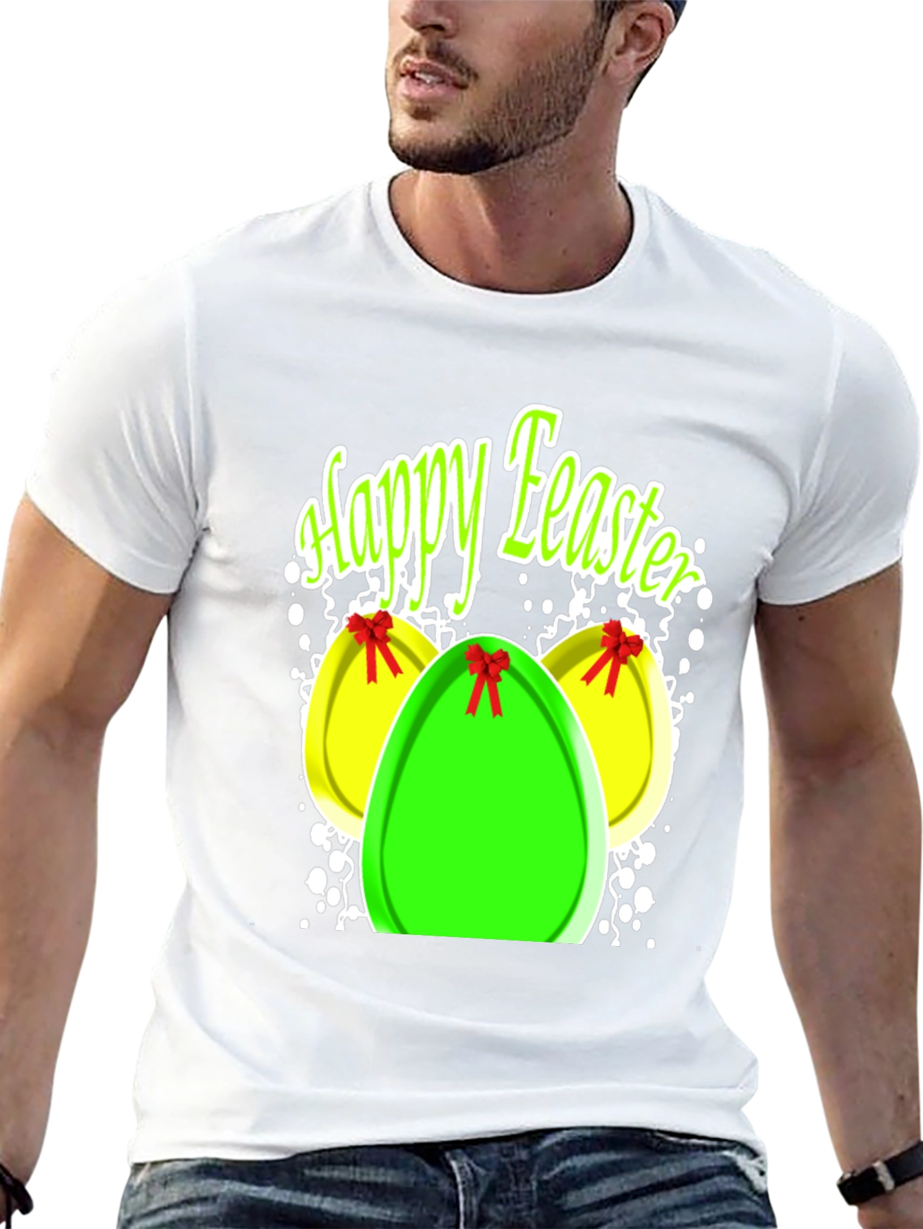 Happy Easter Egg Graphic Black T-Shirt