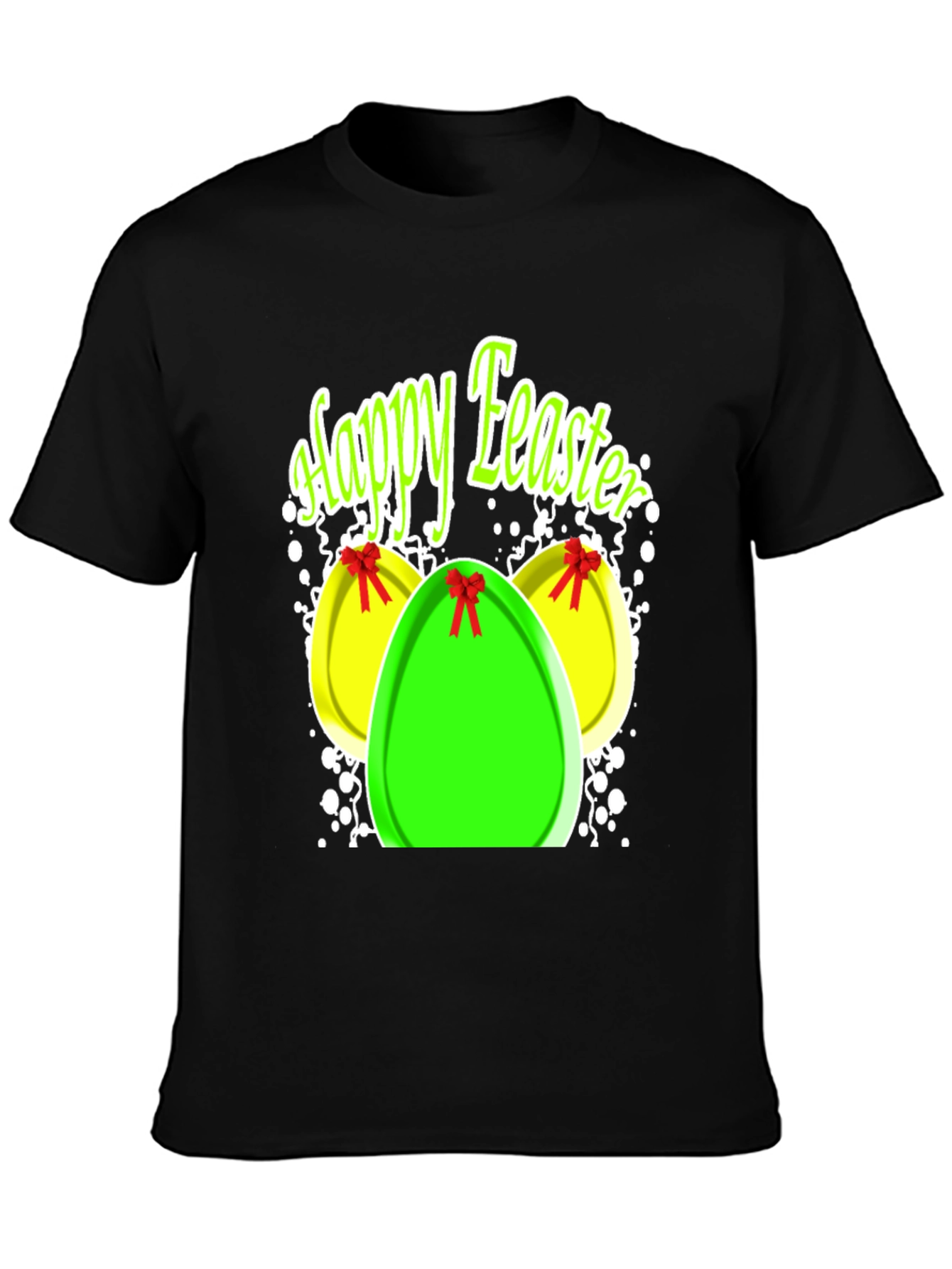 Happy Easter Egg Graphic Black T-Shirt