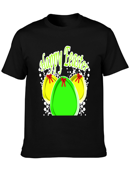 Happy Easter Egg Graphic Black T-Shirt