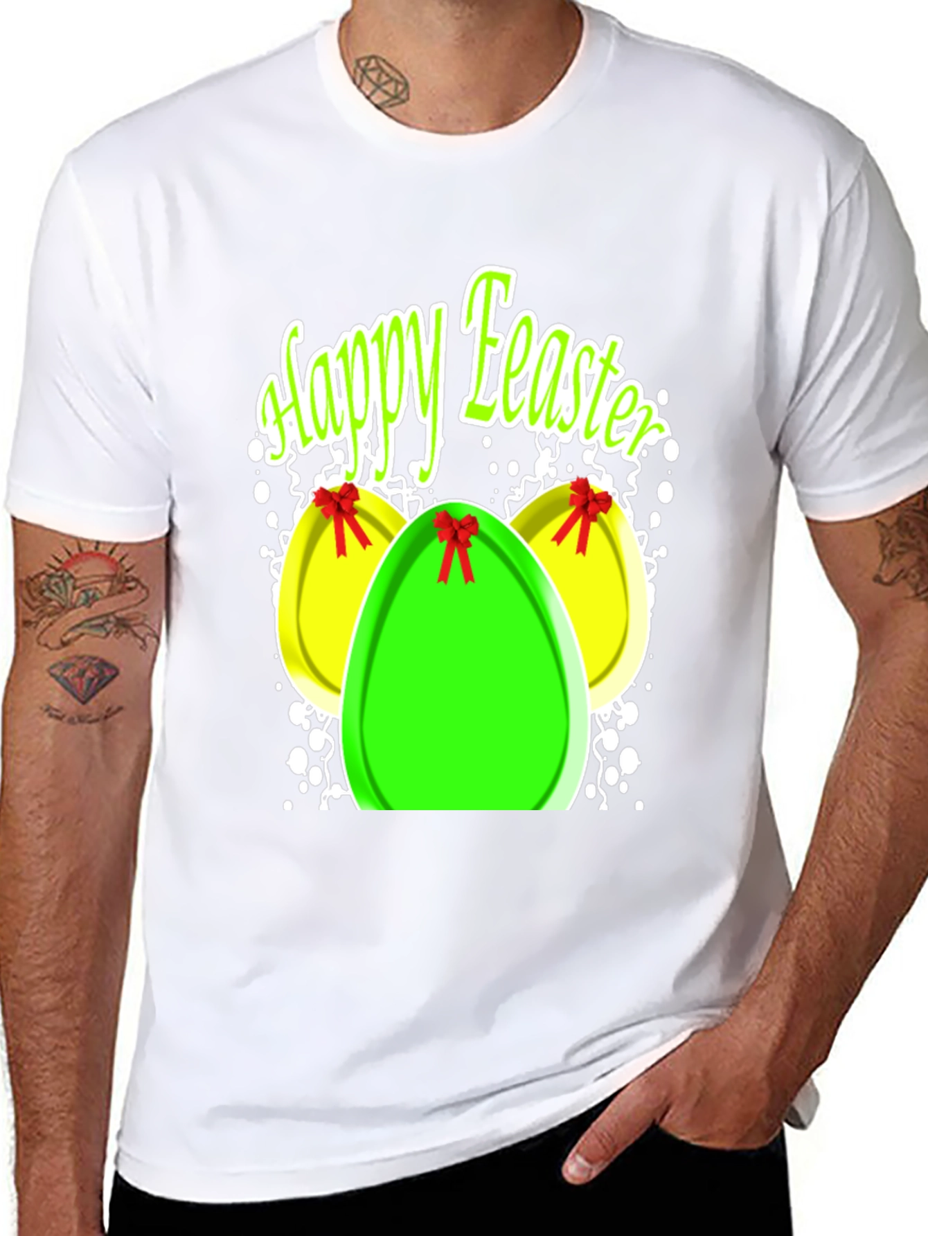 Happy Easter Egg Graphic Black T-Shirt