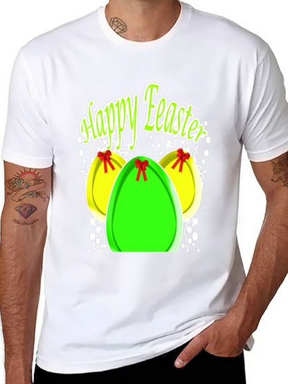Happy Easter Egg Graphic Black T-Shirt