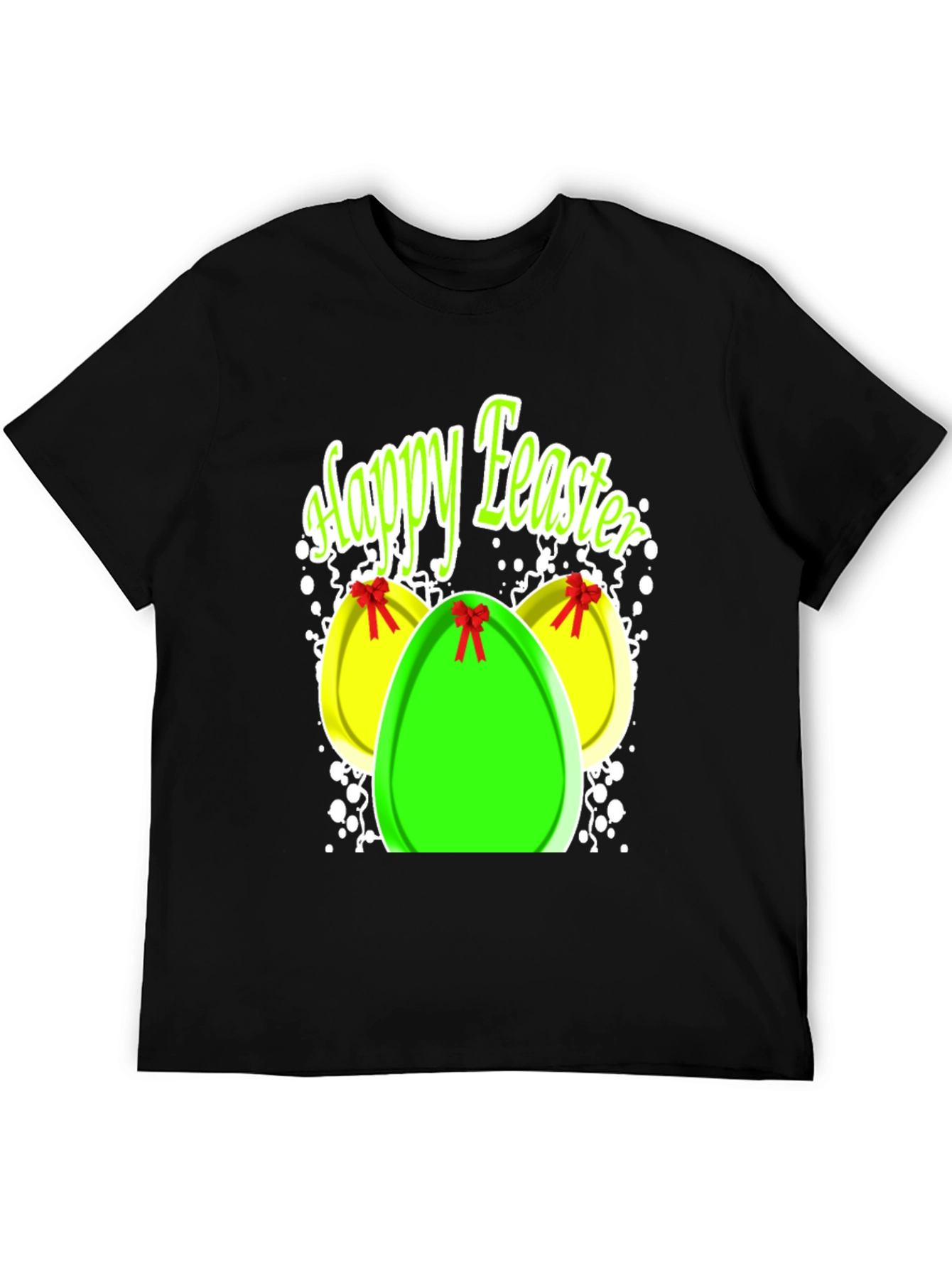 Happy Easter Egg Graphic Black T-Shirt