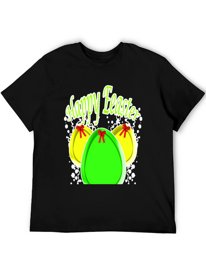 Happy Easter Egg Graphic Black T-Shirt