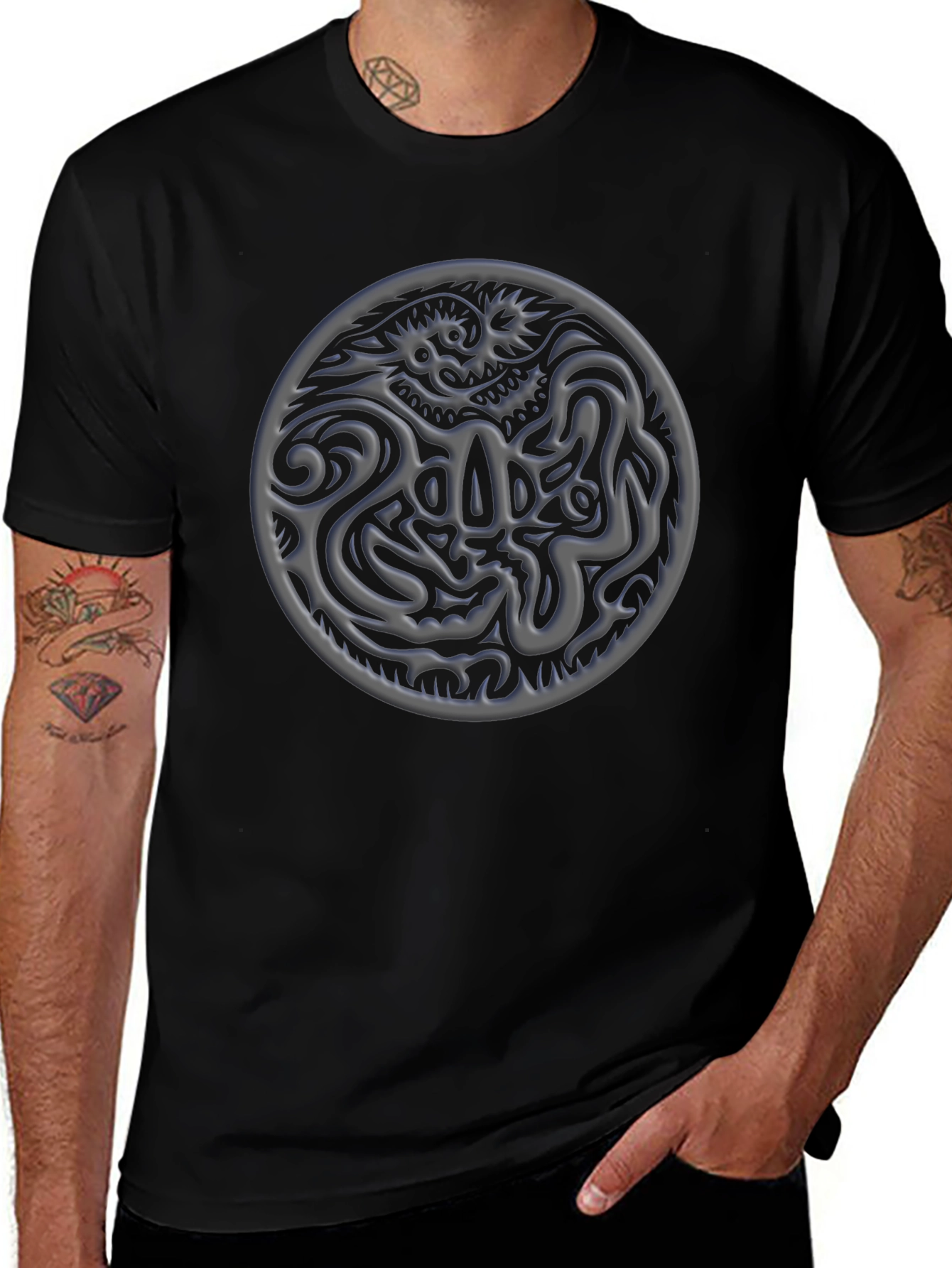 Dragon Emblem Graphic Tee - Stylish Black T-Shirt