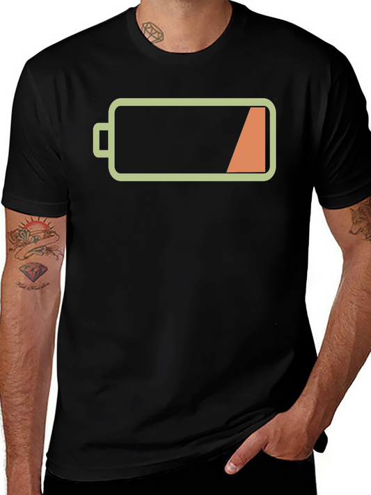 Low Battery Graphic Mens Black T-Shirt