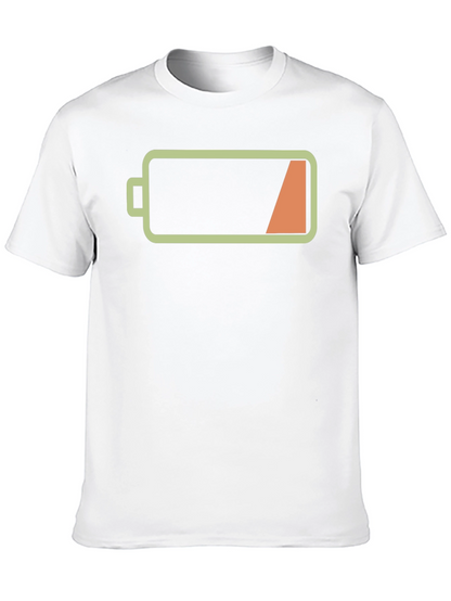 Low Battery Graphic Mens Black T-Shirt