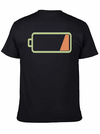Low Battery Graphic Mens Black T-Shirt