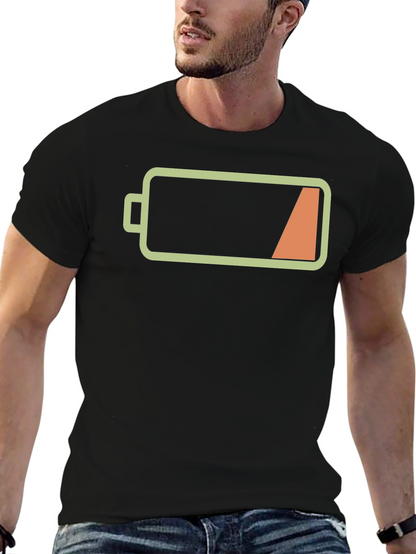 Low Battery Graphic Mens Black T-Shirt