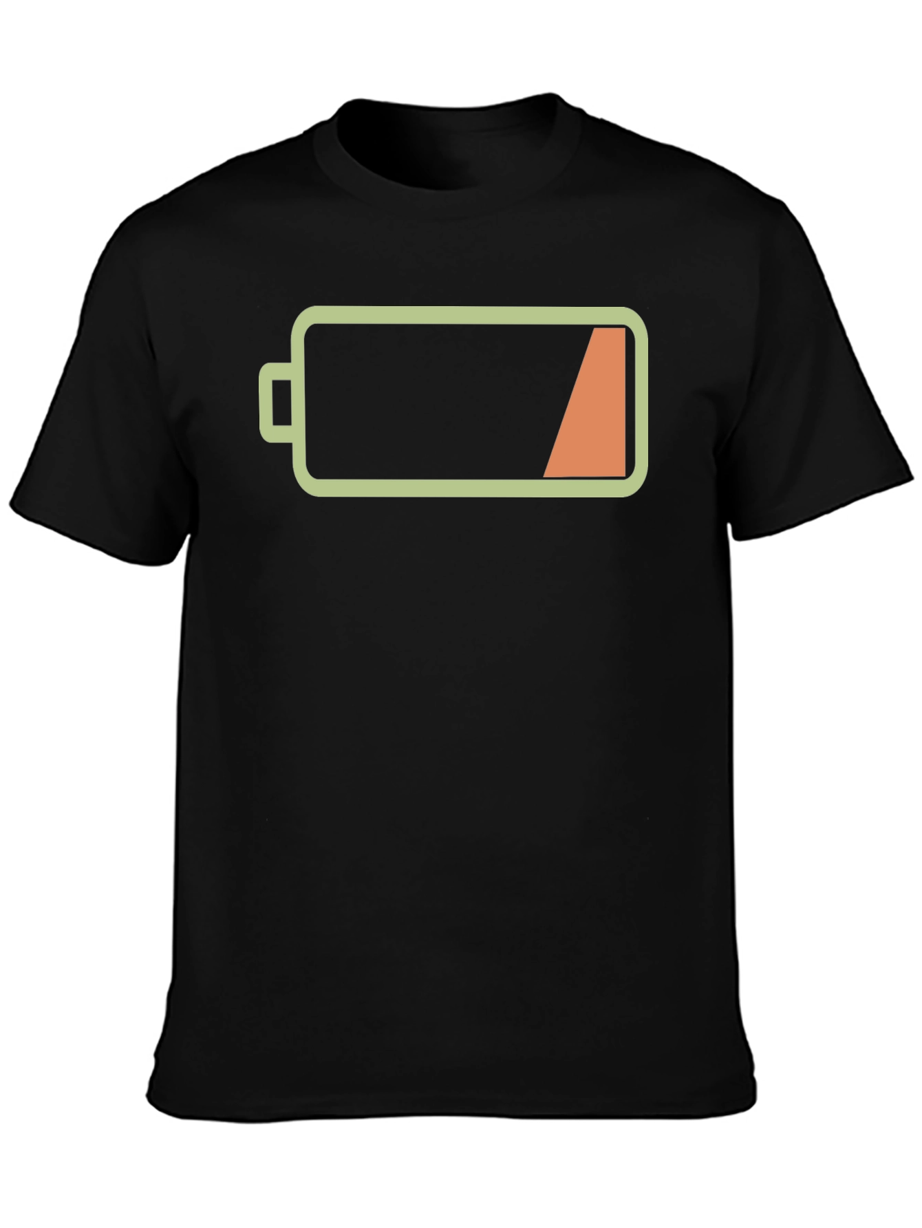 Low Battery Graphic Mens Black T-Shirt