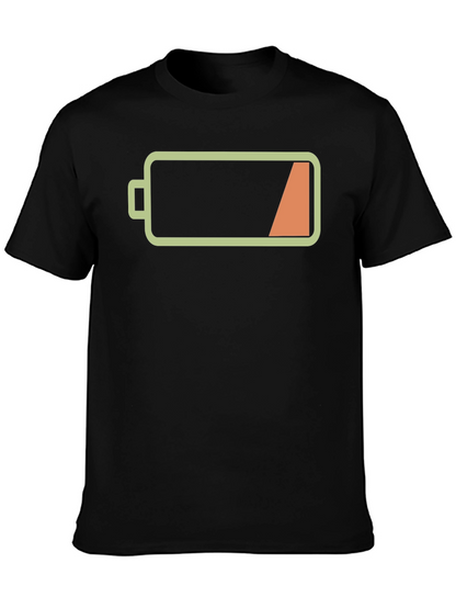 Low Battery Graphic Mens Black T-Shirt