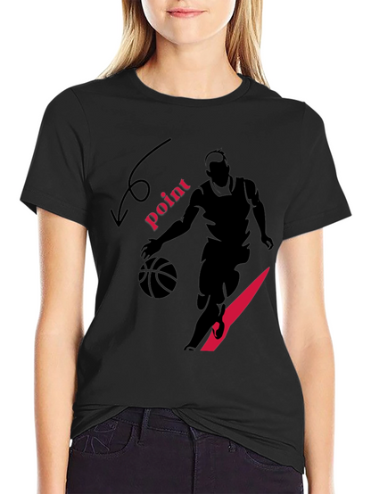 Basketball Player Graphic Print Black T-Shirt